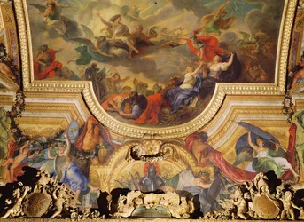 Die Eroberung der Stadt und Zitadelle von Gent in sechs Tagen im Jahr 1678, Deckenmalerei aus der Galerie des Glaces